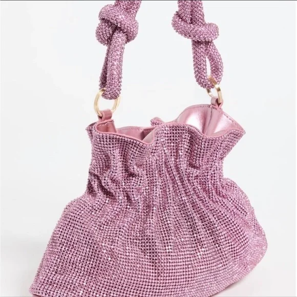 π Cult Gaia Slouchy Pink Mini Crystal Embellished Shoulder Bag - Picture 15 of 17